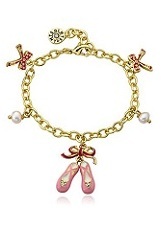 lovely small enamel ballet slippers baby charm bracelet